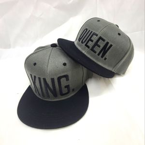 King Queen Grey Black Two Tone Flat Brim Matching Snapback Hats His Hers Hip Hop